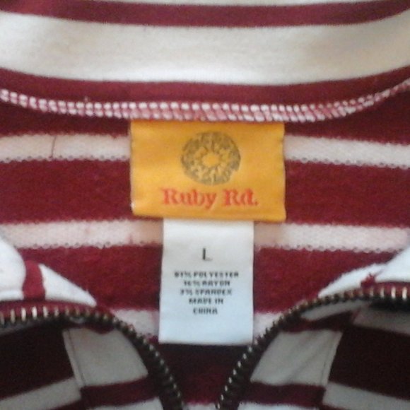 Ruby Rd. Red & White Stripe Top, L - Picture 8 of 8